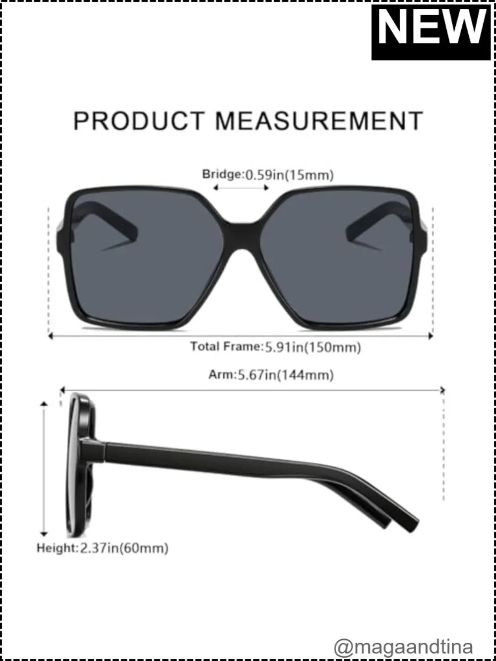 Chic Square Oversized Sunglasses 100% UV Protection Fashion Shades